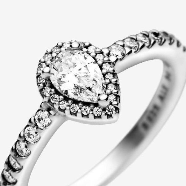 Classic Teardrop Halo Ring Pandora Suomi