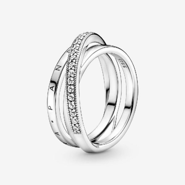 Crossover Pave Muoti Triple Band Ring Pandora Suomi