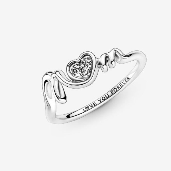 Mum Pave Heart Ring Muoti Pandora Suomi
