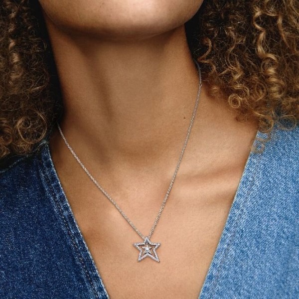 Pave Asymmetric Star Collier Kaulakoru Pandora Suomi