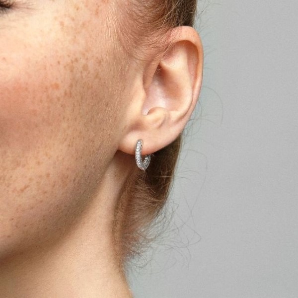 Pave Heart Hoop Korvakorut Pandora Suomi