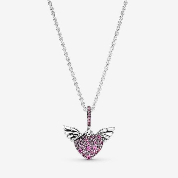 Pink Pave Heart  Angel Wings Kaulakoru Pandora Suomi