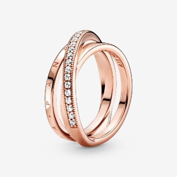 Rose Crossover Pave Triple Band Ring Pandora Suomi
