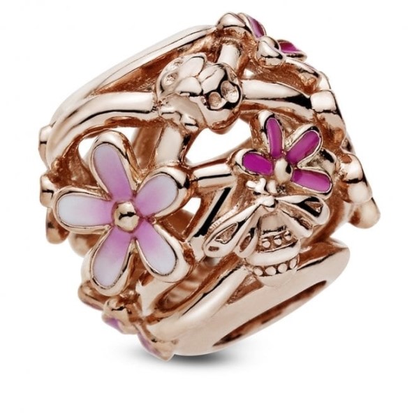 Rose Openwork Pink Daisy Charms Pandora Suomi