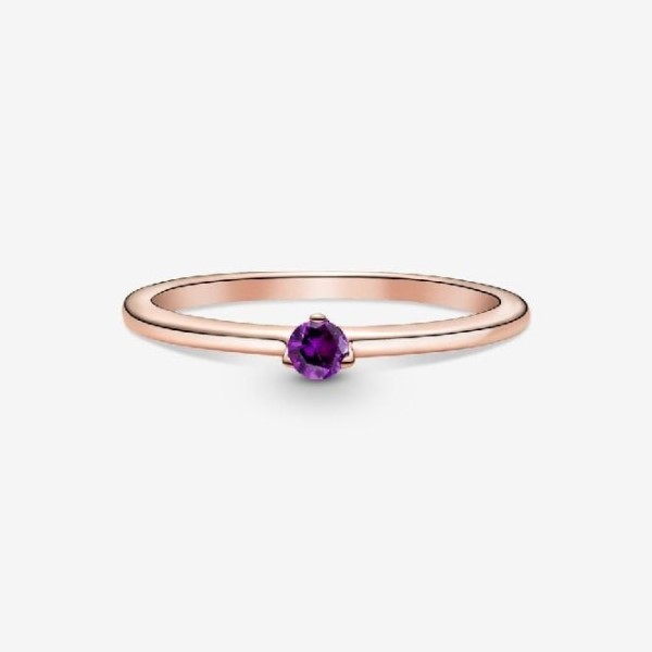 Rose Purple Solitaire Ring Pandora Suomi