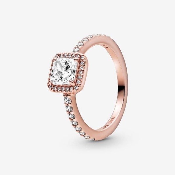 Rose Square Sparkle Halo Pandora Suomi Ring