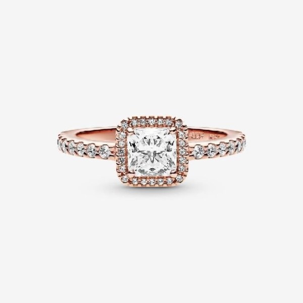 Rose Square Sparkle Pandora Suomi Halo Ring