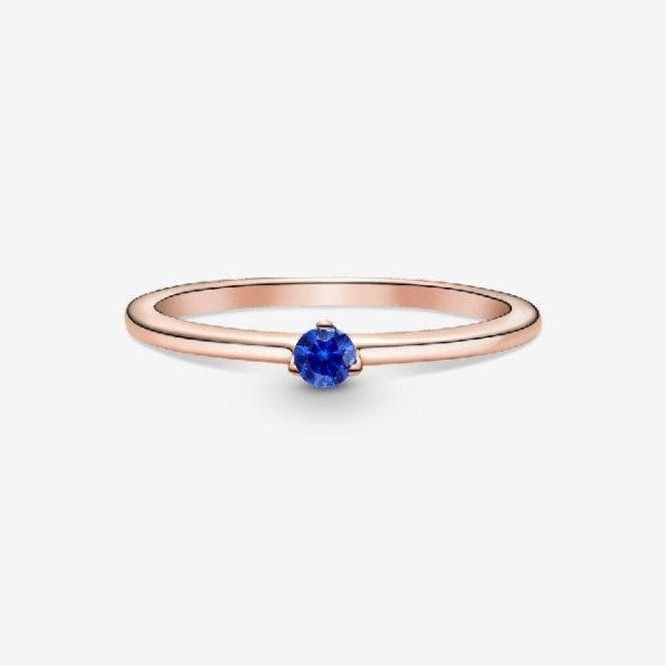 Rose Stellar Blue Solitaire Ring Pandora Suomi