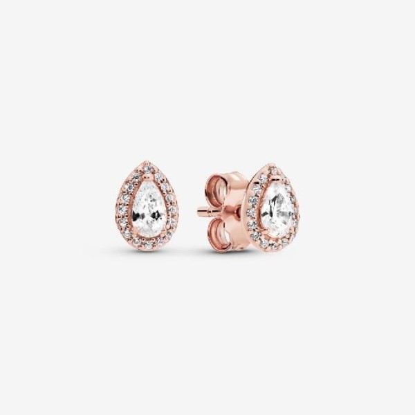 Rose Teardrop Halo Stud Earrings Pandora Suomi