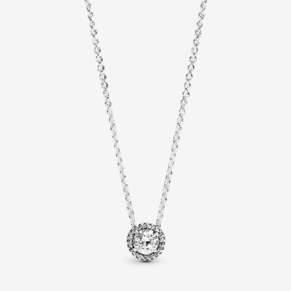 Round Sparkle Halo Necklace Pandora Suomi