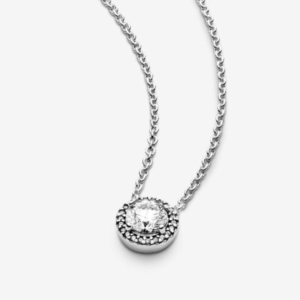 Round Sparkle Halo Necklace Pandora Suomi