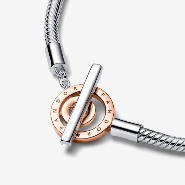 Signature Kaksisävyinen Logo T-bar Käärmeketju Rannekoru Pandora Suomi