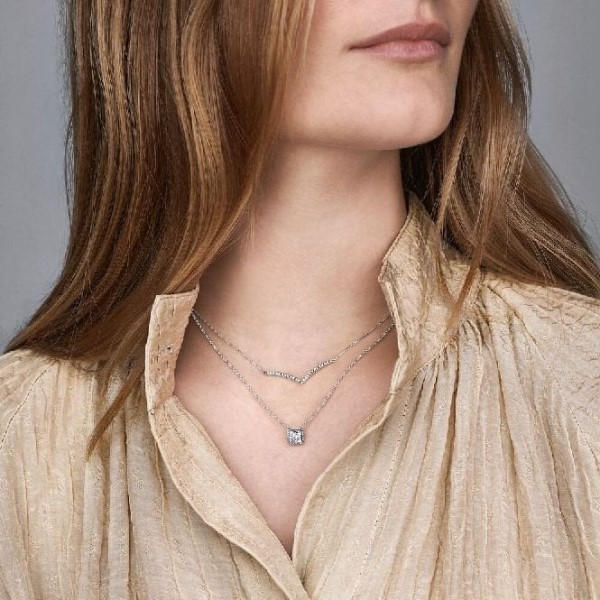 Square Sparkle Halo Necklace Pandora Suomi