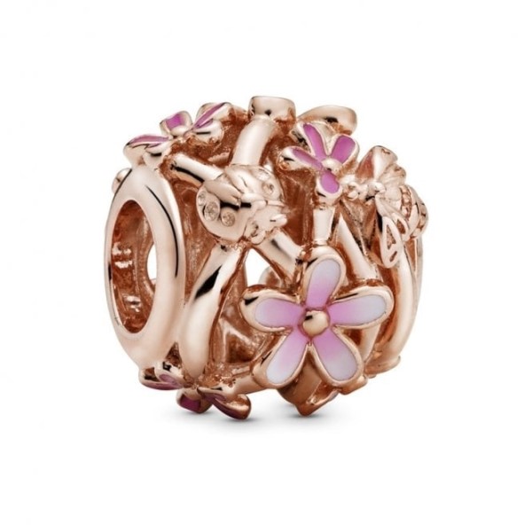 Rose Openwork Pink Daisy Charms Pandora Suomi