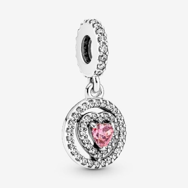 Sparkling Double Halo Heart Dangle Charms Pandora Suomi